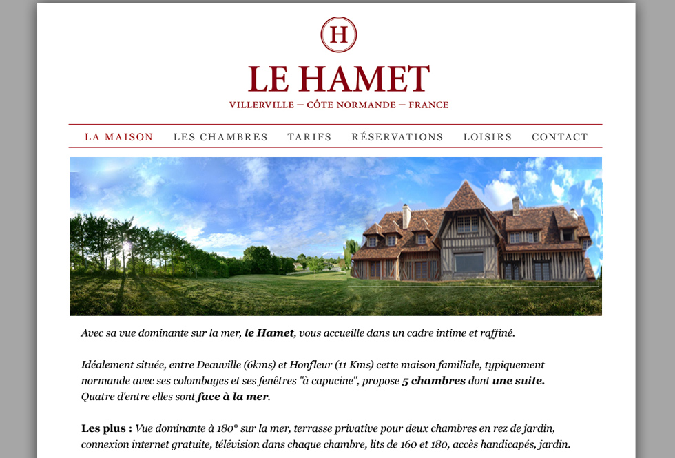Site Internet : chambres d'hôtes dans une maison familiale, typiquement normande avec ses colombages - http://www.le-hamet.fr