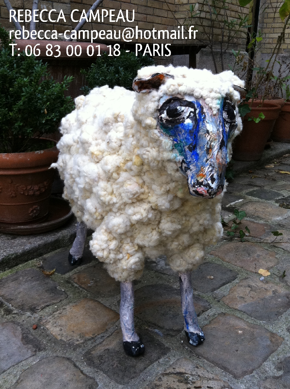 Le mouton sculpture peinte de rebecca campeau