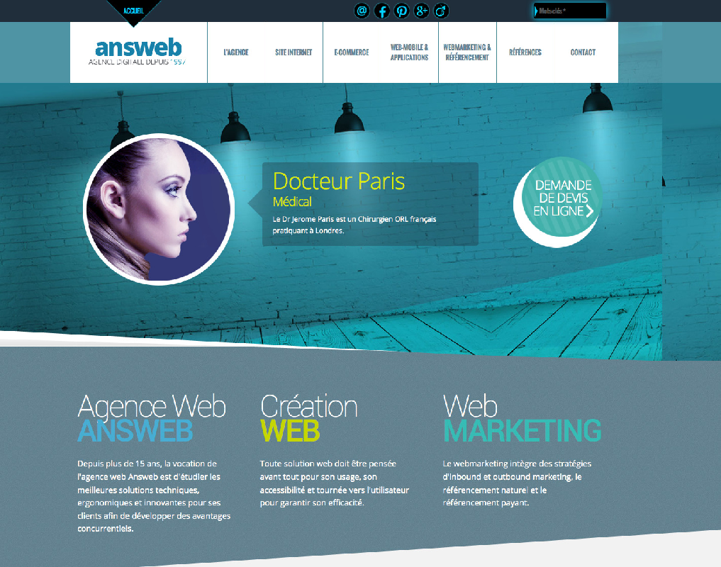 Site internet de l'Agence web Answeb