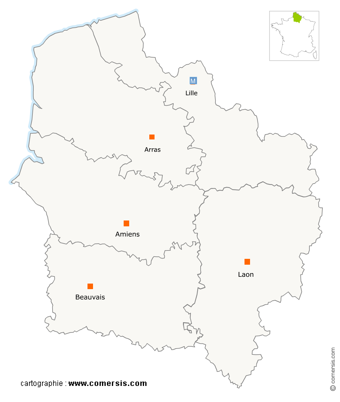carte de la region Hauts-De-France